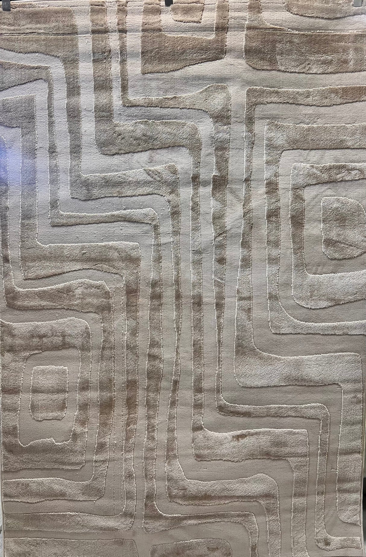 Tone-On-Tone Mocha Geo Area Rug - Warm Beige, Modern High-Low Texture, 5' 3" X 7' 4", 8' X 11', 10' X 13' (1 Rug)