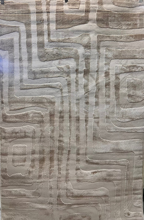 Tone-On-Tone Mocha Geo Area Rug - Warm Beige, Modern High-Low Texture, 5' 3" X 7' 4", 8' X 11', 10' X 13' (1 Rug)
