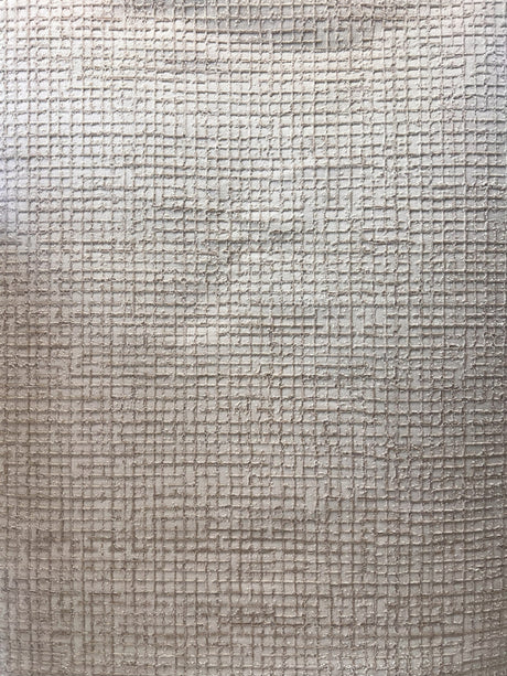 Squared Geometric Tone-On-Tone Rug Area Rug - Creamy Sandy Beige, Mocha High-Low Texture (5' 3" X 7' 4")
