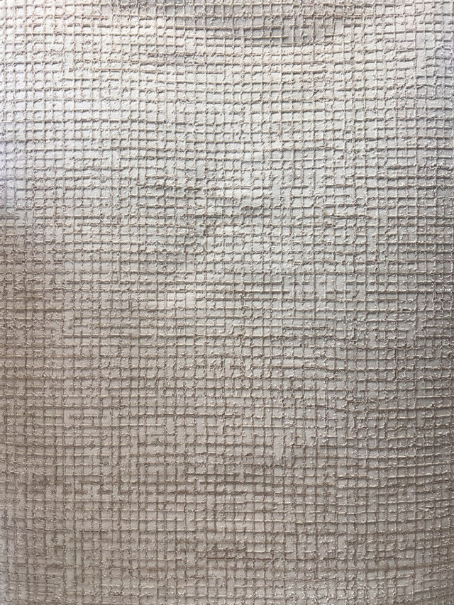 Squared Geometric Tone-On-Tone Rug Area Rug - Creamy Sandy Beige, Mocha High-Low Texture (5' 3" X 7' 4")