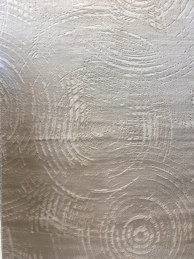 Bohemian Tone-On-Tone Creamy Beige Rug Crafted With High-Low Sandy Beige Circle Round Detail - Area Rug, Creamy Beige, High-Low Texture, 5' 3" X 7' 4", 8' X 11", 10' X 13" (1 Unit)