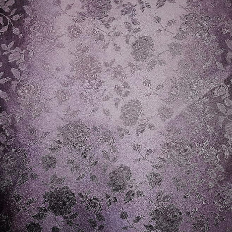 Navy Rose Floral Jacquard Satin Fabric - Navy Rose Floral Jacquard, 60" Width