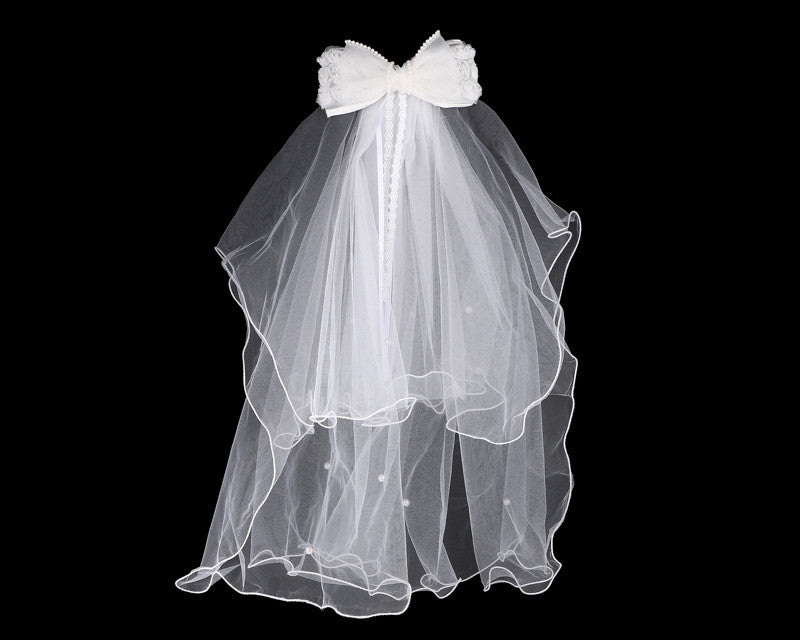 20" Long Girl's First Communion Two-Tier Rose Lace Bow - Pack of 5