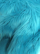 Turquoise UV Reactive Solid Shaggy Faux Fur Fabric