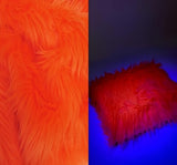 Neon Orange UV Reactive Shaggy Faux Fur Fabric