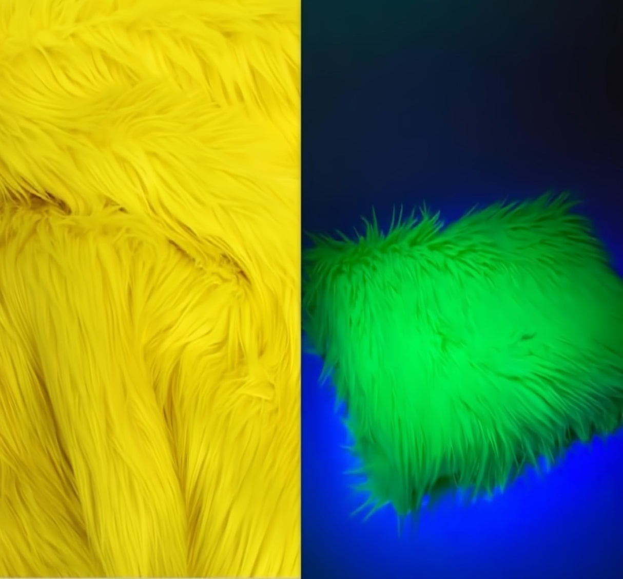 Neon Yellow UV Reactive Shaggy Faux Fur Fabric