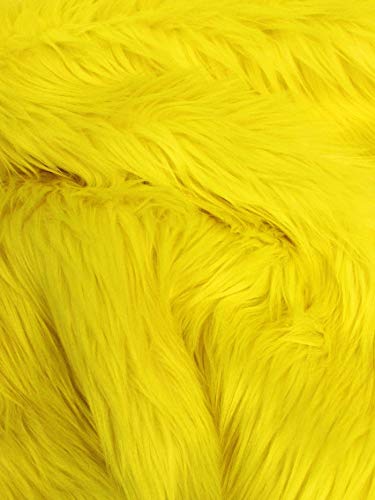 Neon Yellow UV Reactive Shaggy Faux Fur Fabric