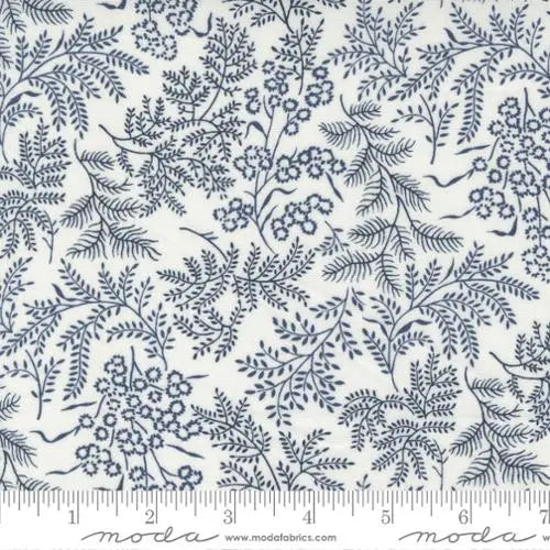 Cotton Print Nantucket Summer Cream Navy Sconset Landscape Nature Fabric 44/45"