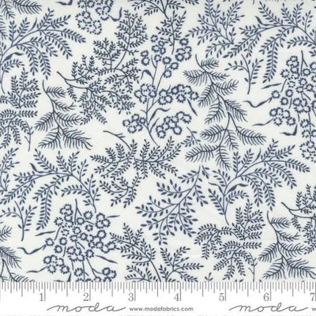 Cotton Print Nantucket Summer Cream Navy Sconset Landscape Nature Fabric 44/45"