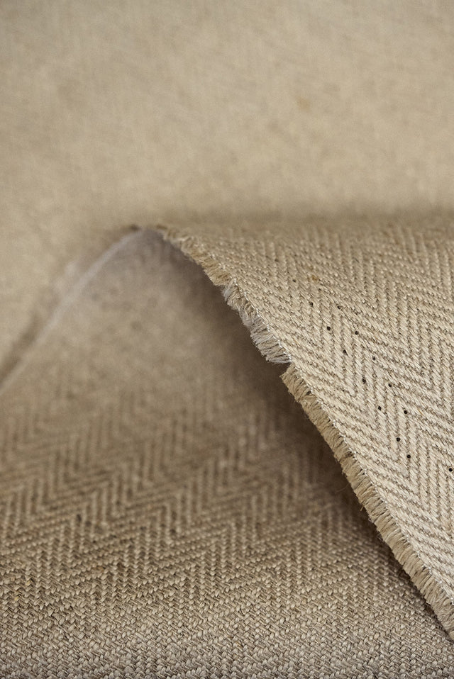Linen Herringbone Fabric Natural