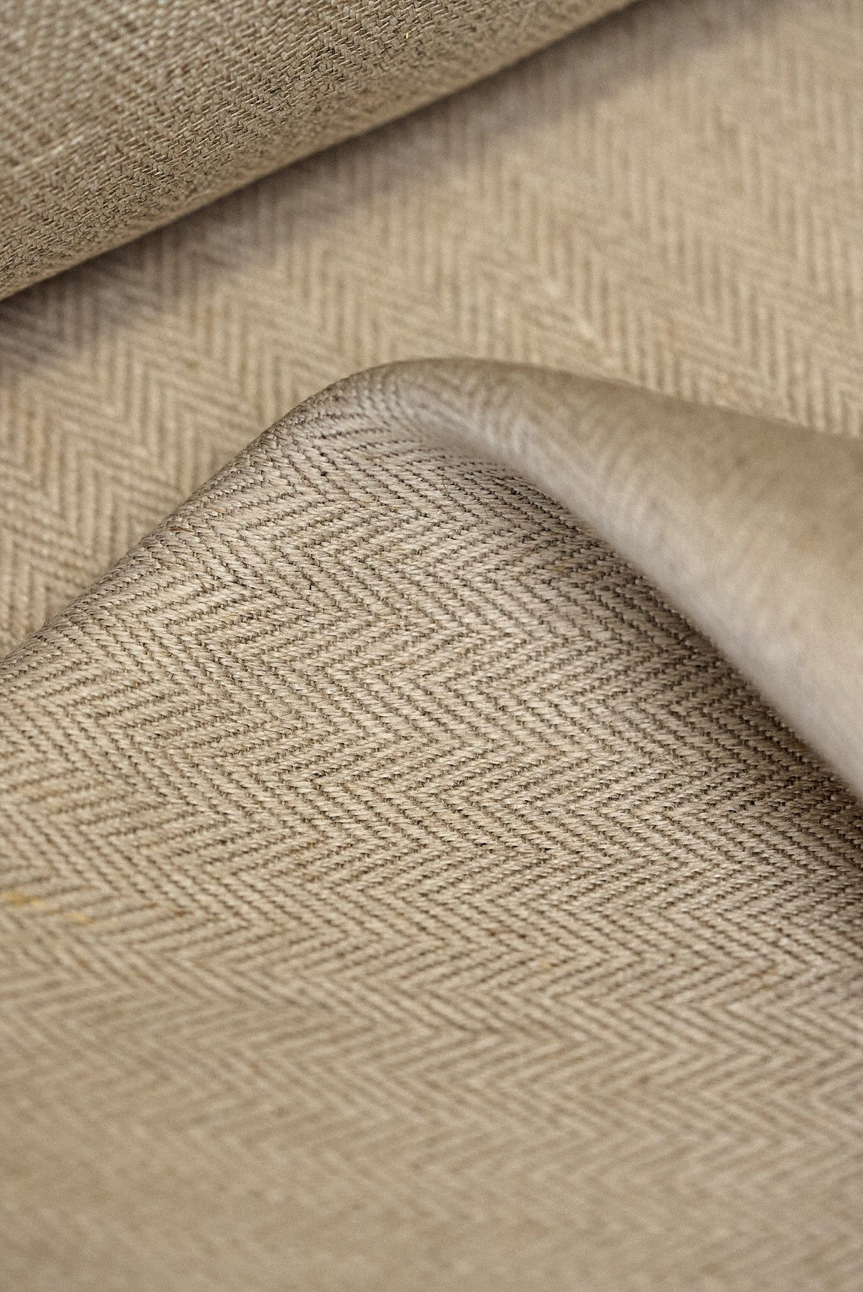 Linen Herringbone Fabric Natural