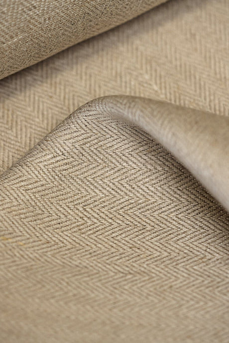 Linen Herringbone Fabric Natural