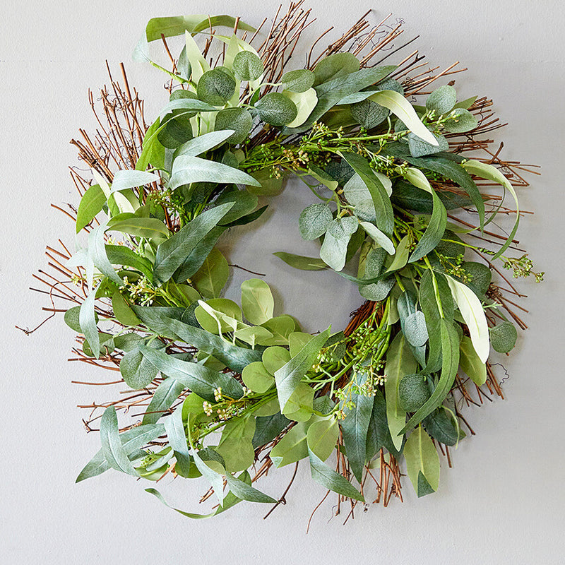 22 InchEucalyptus Wreath Decorative Artificial Greenery Door Wall Wreath