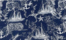 Quilting Cotton Nautical Map Navy White 100% Cotton By the Yard