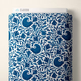 Cotton Print Navy Isla Birds and Branches Fabric 44/45"