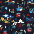Cotton Route 66 Fabric Navy 44/45"