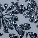 1 Yard Tulle Lace Fabric with Glitter Floral Design, 58" Wide