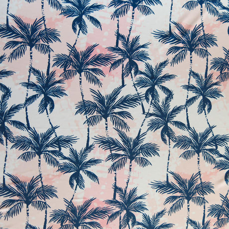 Swim Knit Navy Palm Trees on Pink Tie Dye