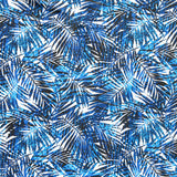 Nylon Spandex Swimsuit Fabric Navy Palms on White