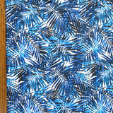 Nylon Spandex Swimsuit Fabric Navy Palms on White