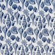 Poly Spandex Swim Knit Navy Seashells on White
