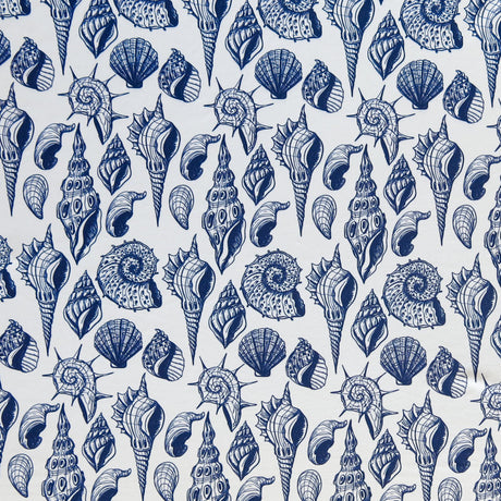Swim Knit Poly Spandex Navy Seashells on White