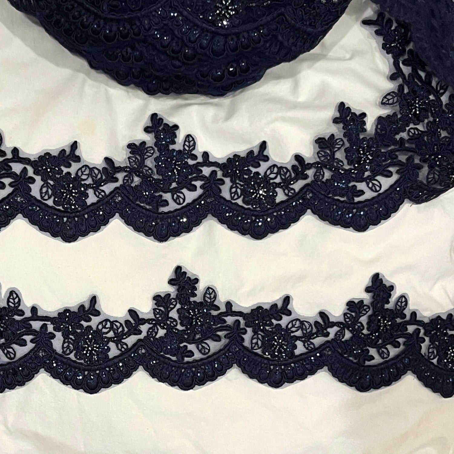 Embroidered Floral Beaded Lace Trim