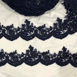 Embroidered Floral Beaded Lace Trim
