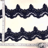 Beaded Corded Lace Trim on Net Mesh