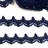 Beaded Corded Lace Trim on Polyester Net Mesh 3" Wide