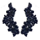 Beaded Corded Floral Lace Applique Pair