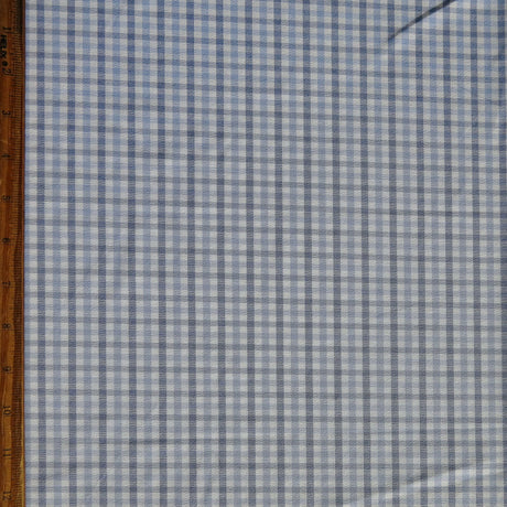 Stretch Woven Navy and Blue Gingham Fabric