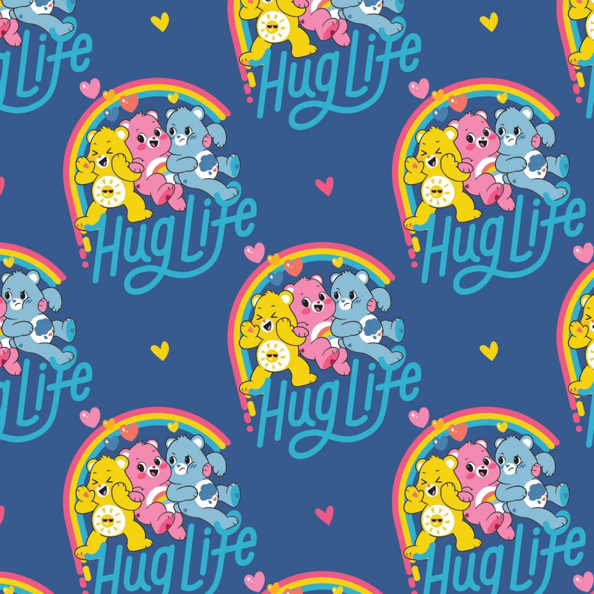 Quilting Cotton Navy Care Bears Hug Life by Camelot