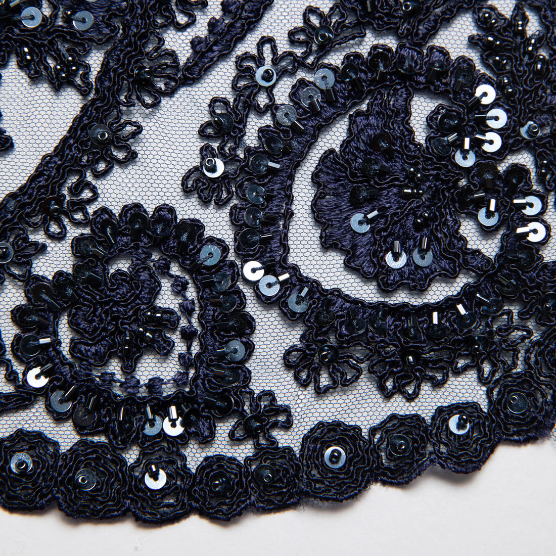1 Yard 52" Wide Tulle Lace Fabric Embroidered with Beautiful Floral Sequin Patterns