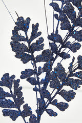 29" Glitter/Sequin Forest Fern Spray - Midnight Blue