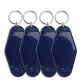 Retro Motel Keychain with Silver Ring - Navy Blue (4 per Set)