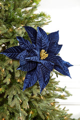 22" x 17" Midnight Blue with Gold Large Poinsettia Stem