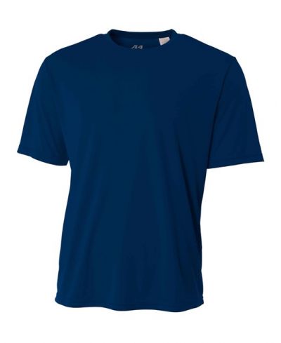 A4 NB3142 Youth Cooling Performance Crew Micro Poly Interlock Fabric - Navy, 44+ UPF, Moisture Wicking, 4.0 Ounce (1 Piece)