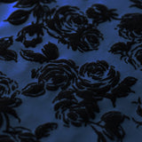Rose Petal Nylon Spandex Fabric - Black Roses Floral, Violet or Navy, 58/60" Width (1 Yard)