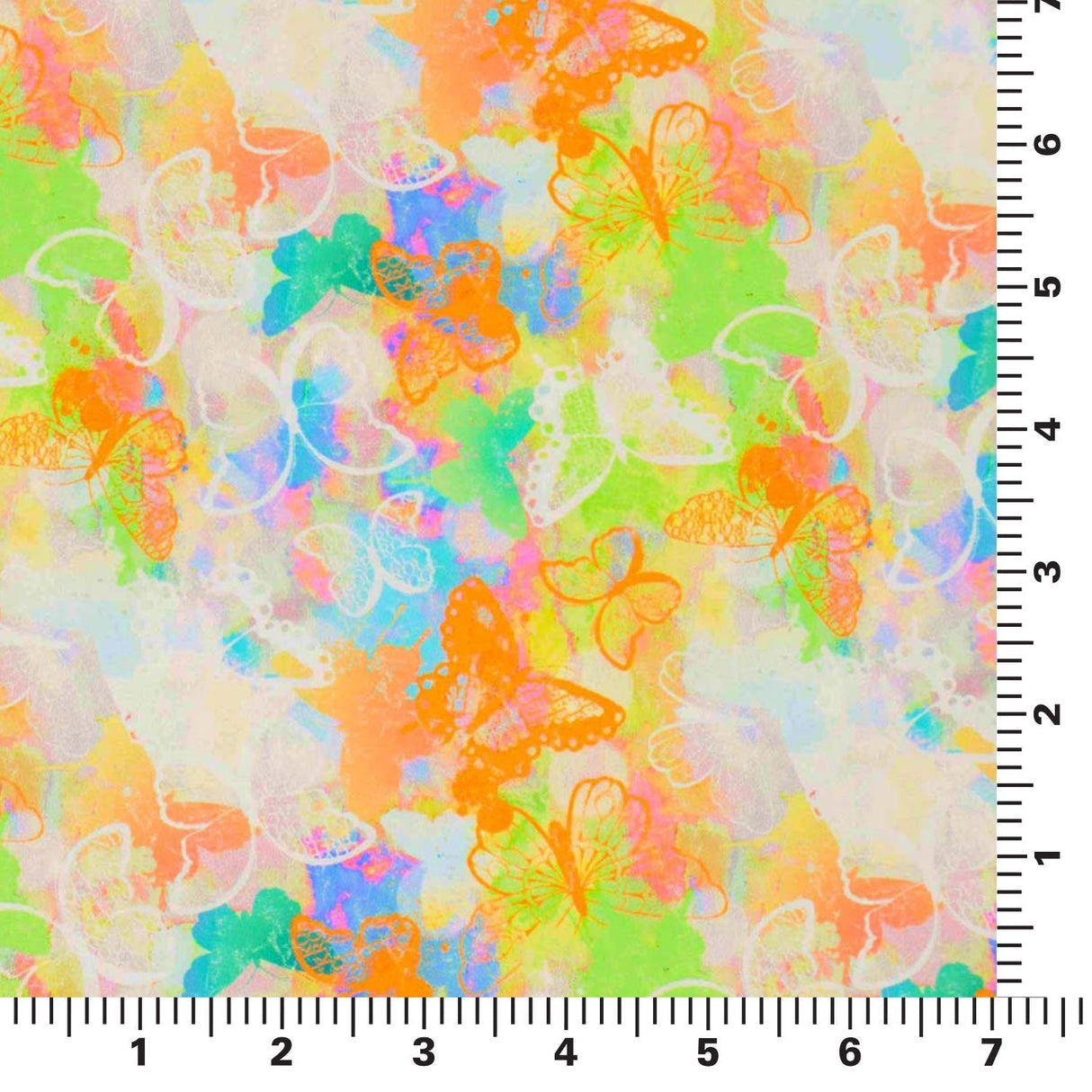 Printed Spandex Fabric Neon Butterflies