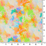 Neon Butterflies Printed Nylon Spandex Fabric - Neon Butterflies Print, 55/56" Width (1 Yard)