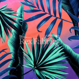Neon Jungle Nylon Spandex Fabric - Violet Green/Pink Green Palm Leaf Print, 58/60" Width (1 Yard)