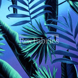 Neon Jungle Nylon Spandex Fabric - Violet Green/Pink Green Palm Leaf Print, 58/60" Width (1 Yard)