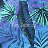 Neon Jungle Nylon Spandex Fabric - Violet Green/Pink Green Palm Leaf Print, 58/60" Width (1 Yard)