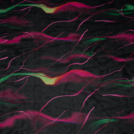 Neon Northern Lights Nylon Spandex Power Mesh Fabric - Neon Northern Lights Print, 55/56" Width (1 Yard)