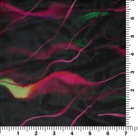 Neon Northern Lights Nylon Spandex Power Mesh Fabric - Neon Northern Lights Print, 55/56" Width (1 Yard)