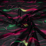 Neon Northern Lights Nylon Spandex Power Mesh Fabric - Neon Northern Lights Print, 55/56" Width (1 Yard)