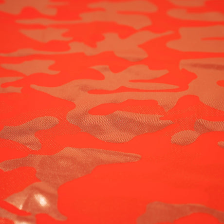 Neon Nugi Foil Printed Cationic Spandex Fabric - Metallic Camouflage Foil Print, 56" Width (1 Yard)