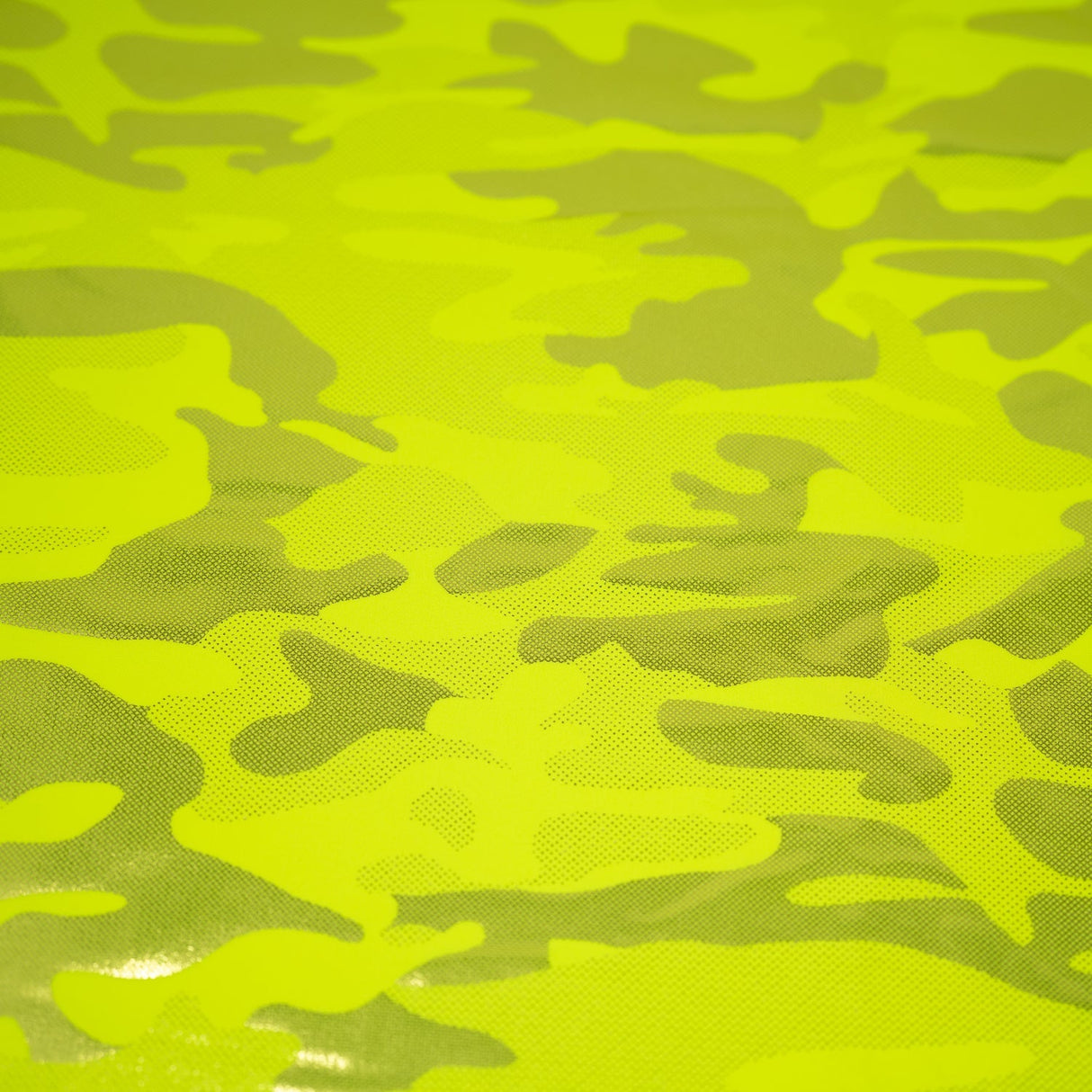Neon Nugi Foil Printed Cationic Spandex Fabric - Metallic Camouflage Foil Print, 56" Width (1 Yard)