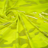 Neon Nugi Foil Printed Cationic Spandex Fabric - Metallic Camouflage Foil Print, 56" Width (1 Yard)